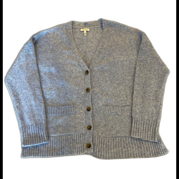 Ella Moss Cardigan Sweater Fuzzy Oversized Medium Light Blue Pockets Super Soft - Picture 2 of 12